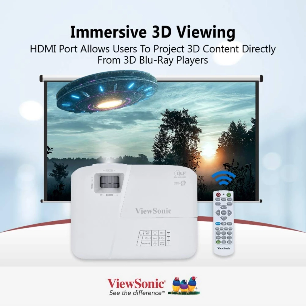 جهاز عرض الأعمال ViewSonic PA503SE SVGA بقوة 4000 لومن ومكبر صوت عمودي وعمر مصباح 15000 ساعة وصورة عرض 300 بوصة