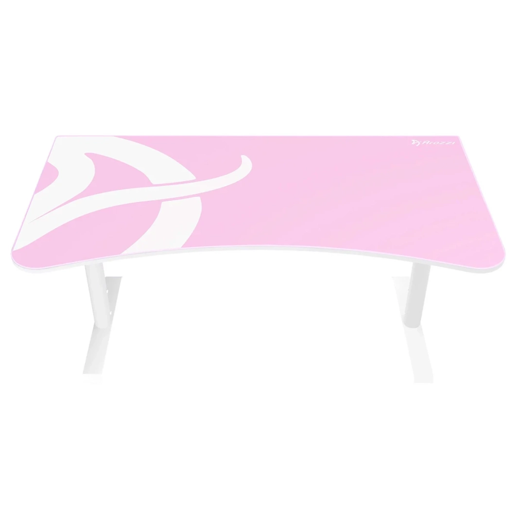 Arozzi Arena Ultrawide Curved Gaming Desk Water ResistantMat Custom Monitor Mount Cable Management  - Pink