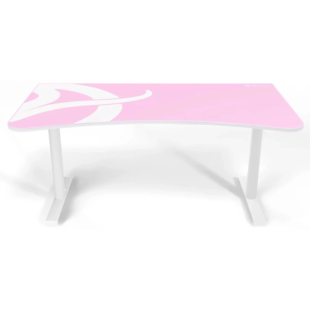 Arozzi Arena Ultrawide Curved Gaming Desk Water ResistantMat Custom Monitor Mount Cable Management  - Pink