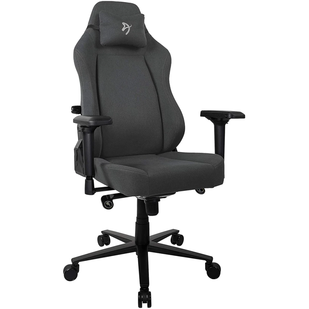arozzi primo premium moven fabric gaming/ Office Chair مبني على كرسي الدعم القطني - Black W/ Gray Logo