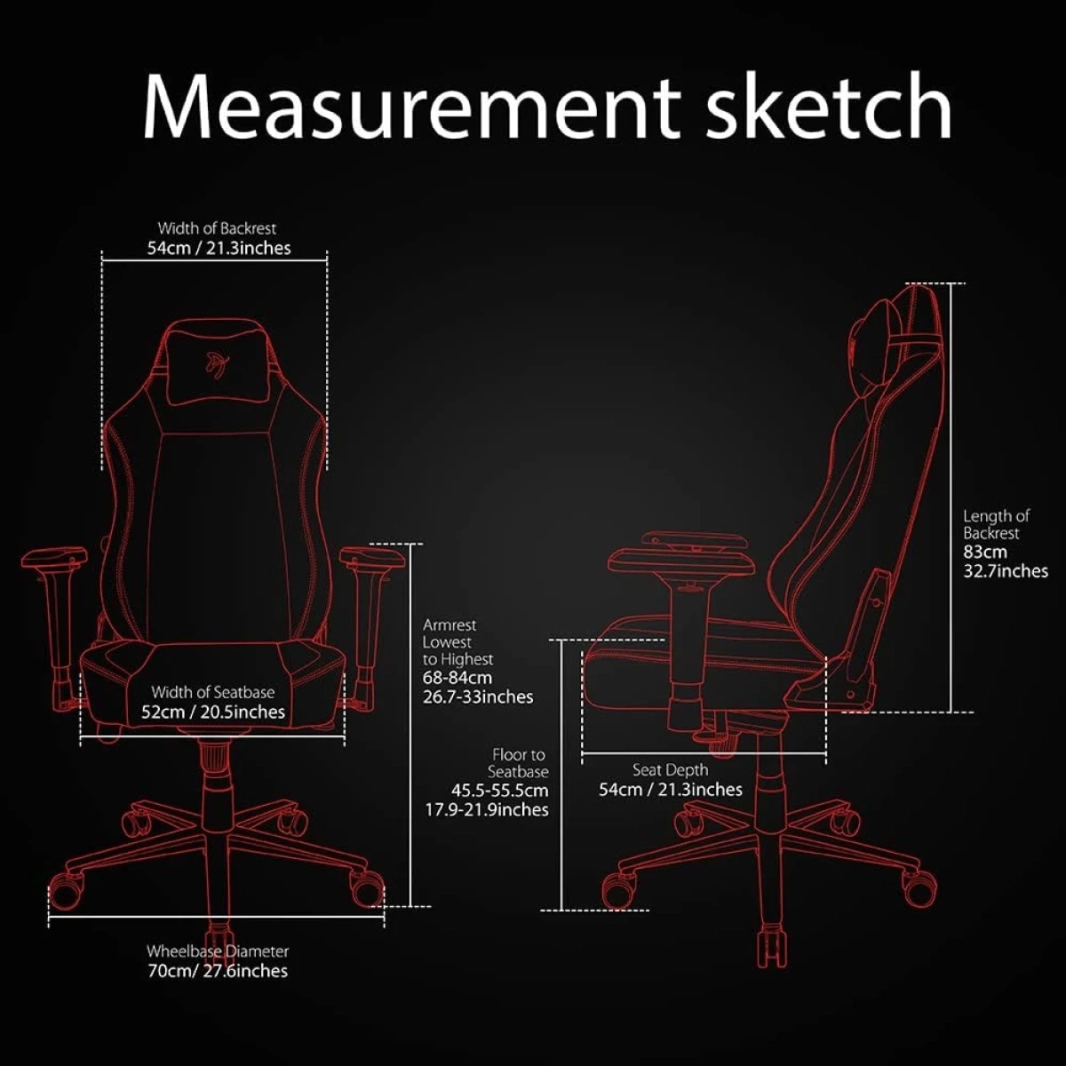 arozzi primo premium moven fabric gaming/ Office Chair مبني على كرسي الدعم القطني - Black W/ Gray Logo