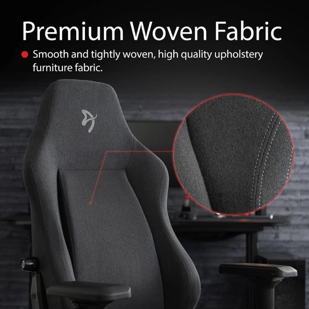 arozzi primo premium moven fabric gaming/ Office Chair مبني على كرسي الدعم القطني - Black W/ Gray Logo