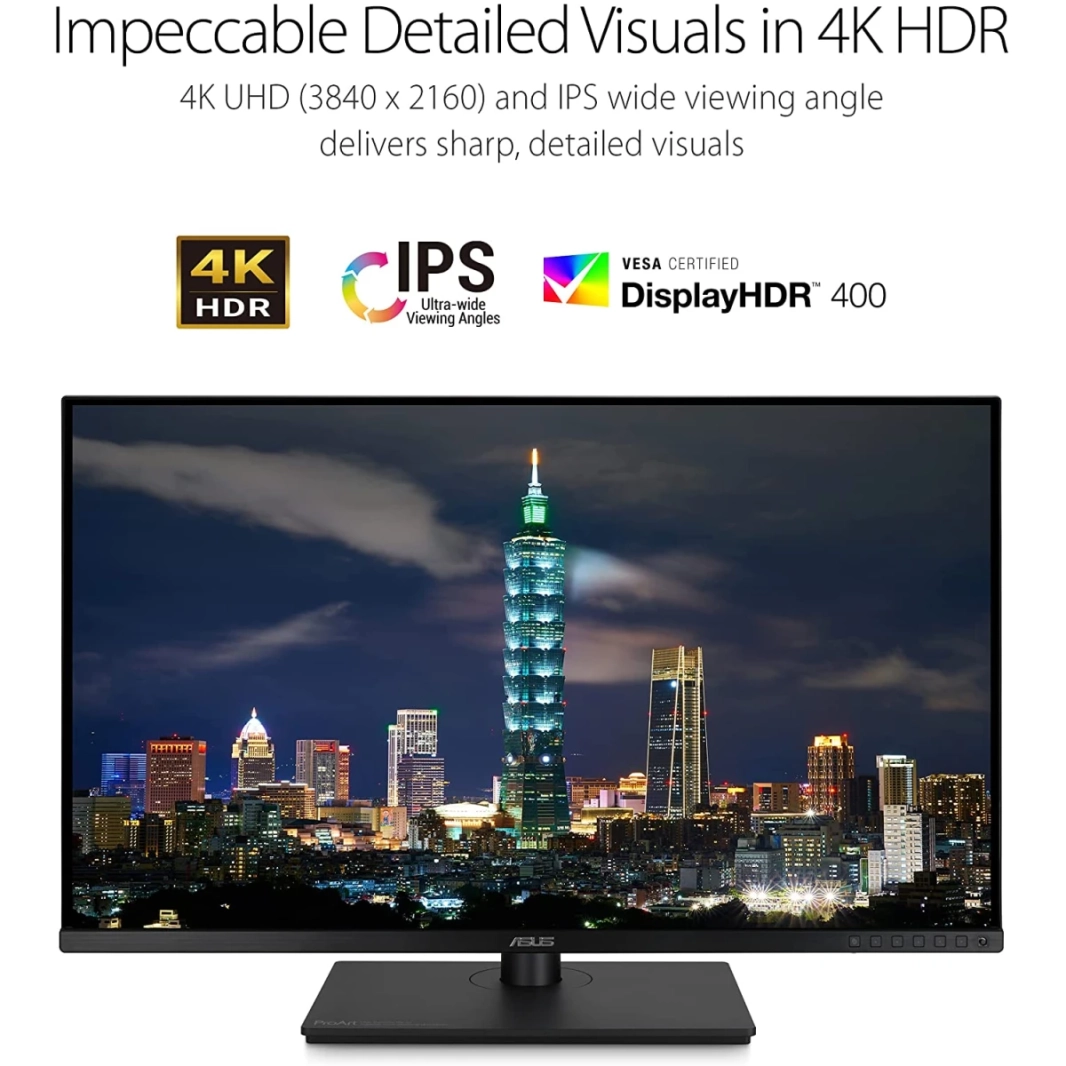 ASUS PROART PA329CV 31.5 "IPS 4K 100 ٪ SRGB REC.709 دقة اللون دلتا E <2 Calman التحقق من ارتفاع C-Clamp قابل للتعديل