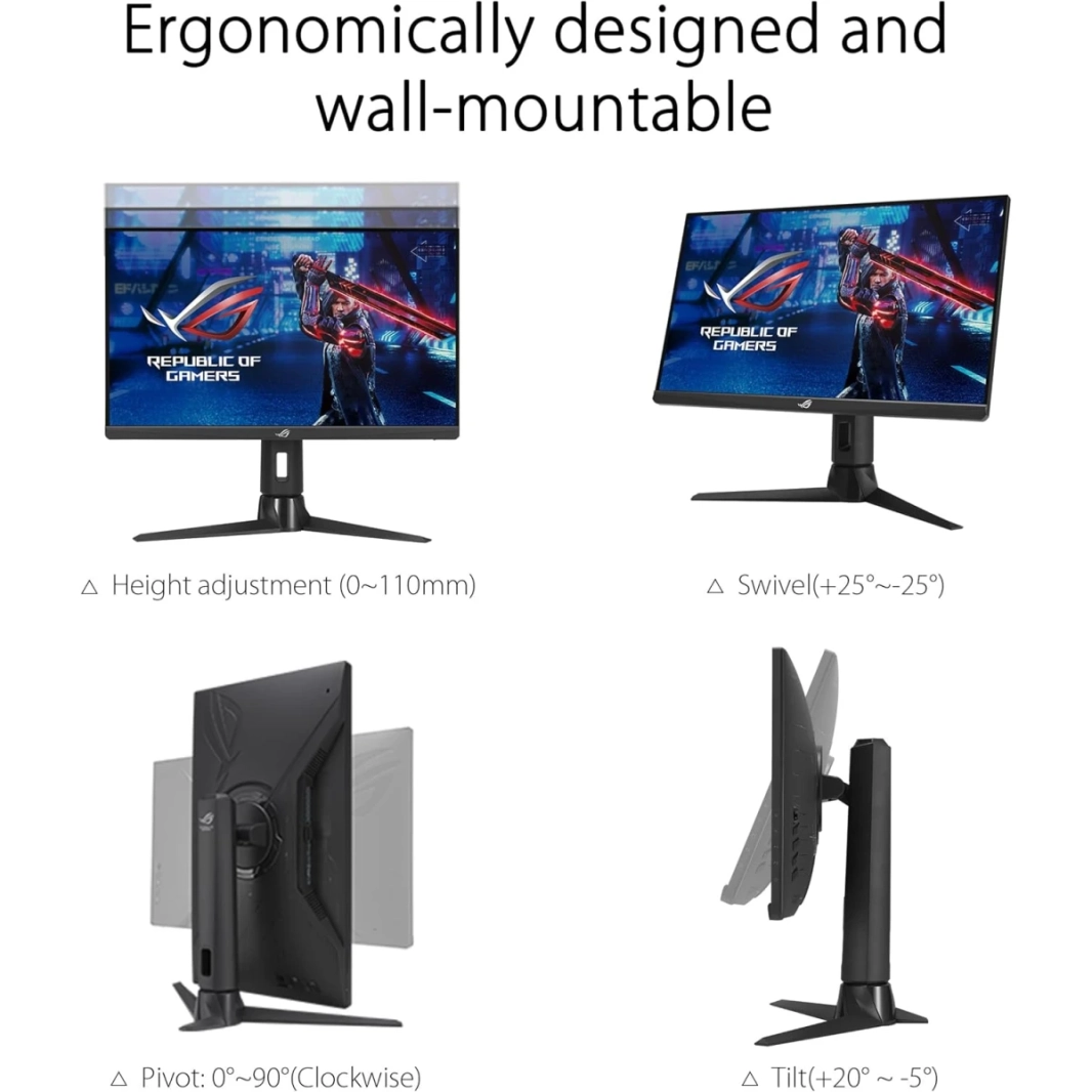 ASUS ROG Strix XG259QN IPS السريع 25 "380Hz 0.3ms HDR 400 Esports FreeSync Premium ELMB Sync Stand قابل للتعديل