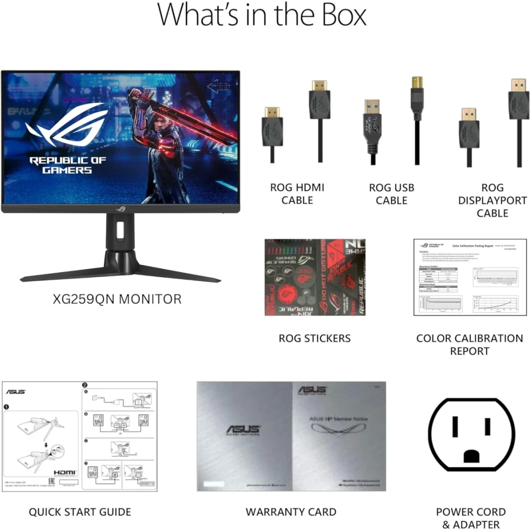 ASUS ROG Strix XG259QN IPS السريع 25 "380Hz 0.3ms HDR 400 Esports FreeSync Premium ELMB Sync Stand قابل للتعديل
