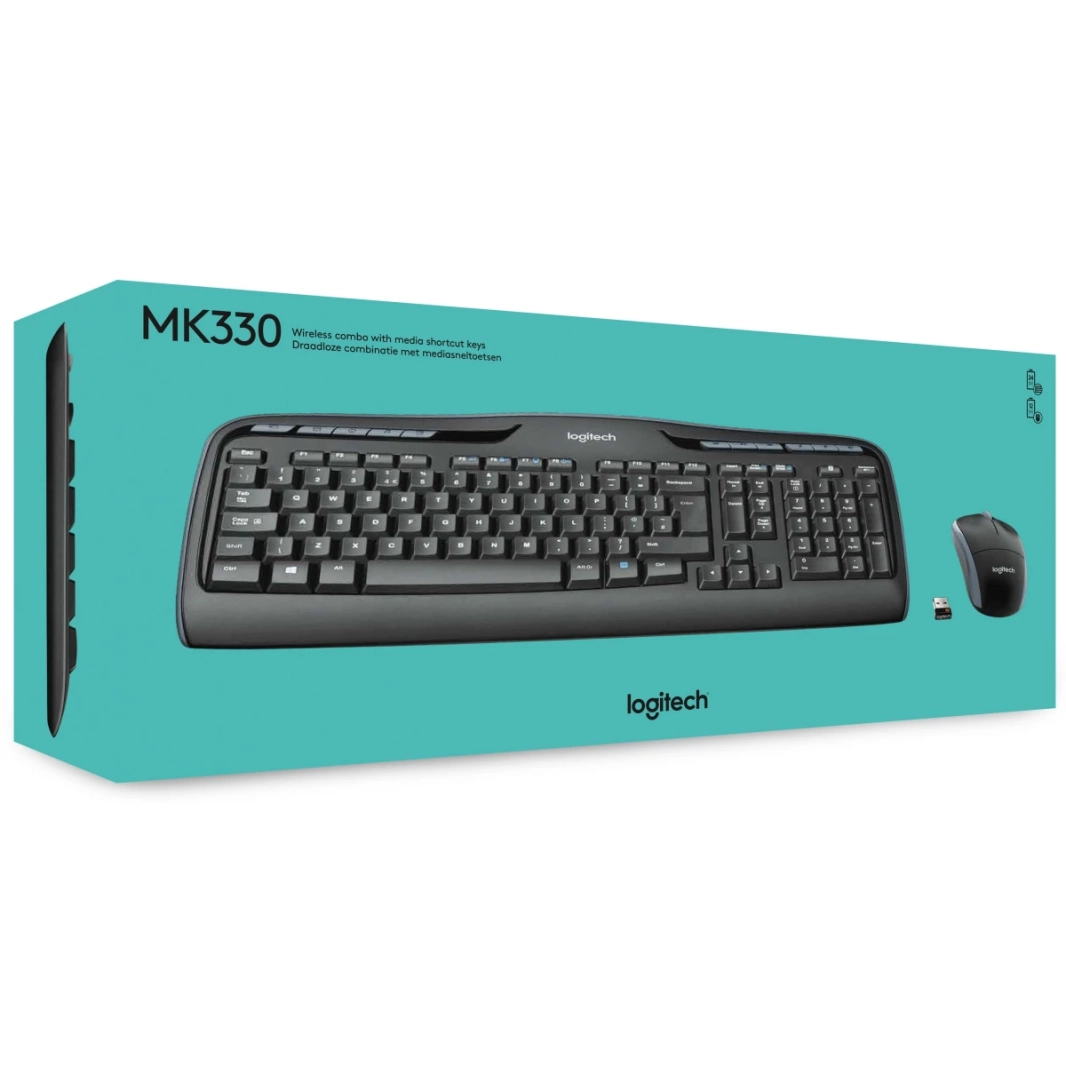 Logitech MK330 لوحة المفاتيح اللاسلكية وسرد الماوس (أسود)