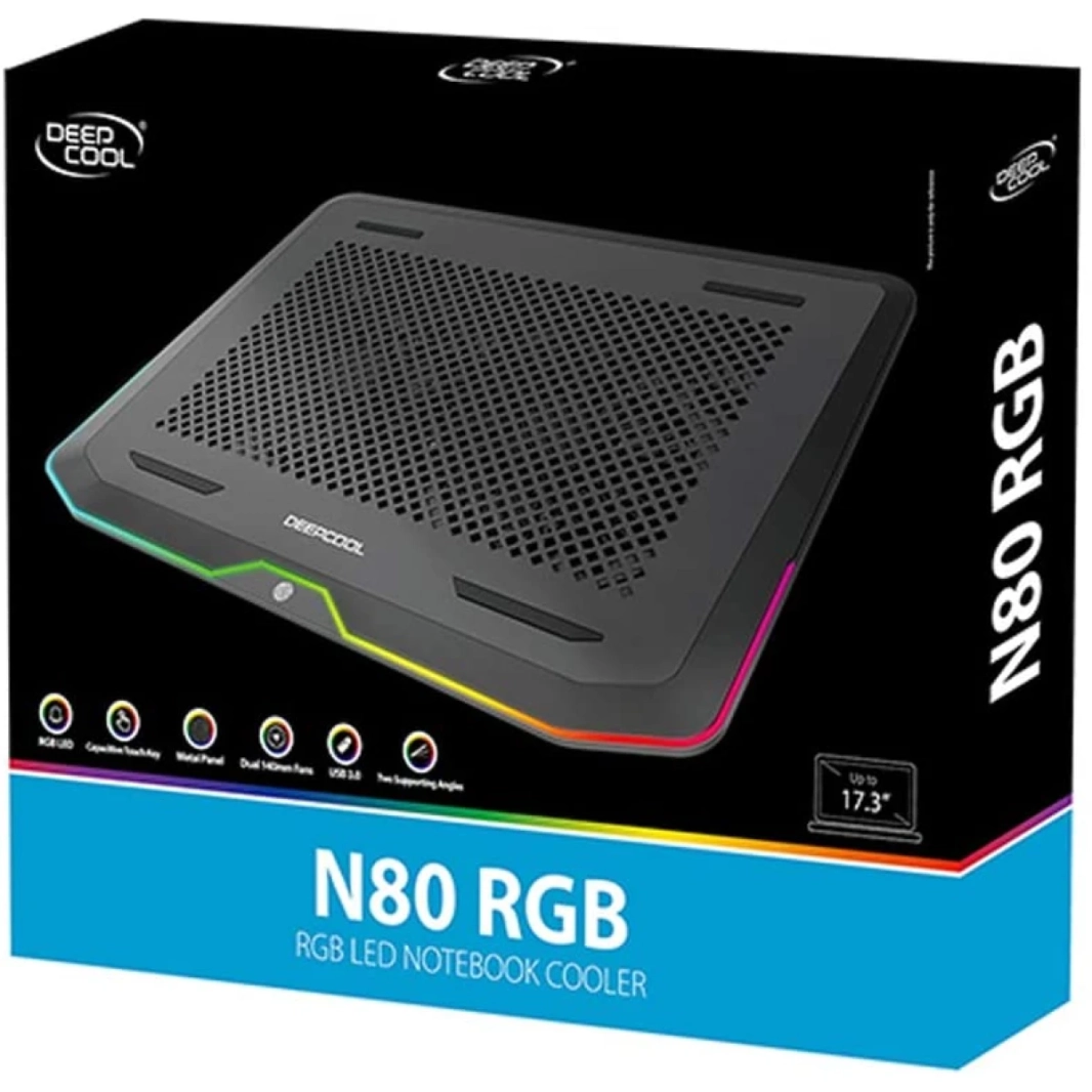 DeepCool N80 RGB Metal Panel 2x140mm Fans up to 17.3" Notebooks