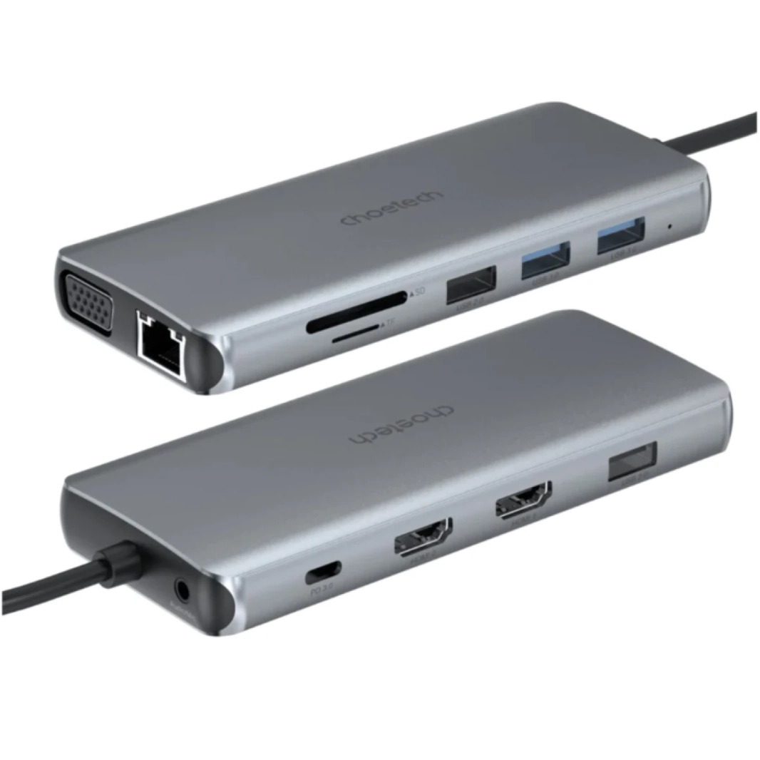 Choetech Hub-M26 12 في 1 USB Type-C Multi-Hub Dual HDMI تصل إلى 100 واط