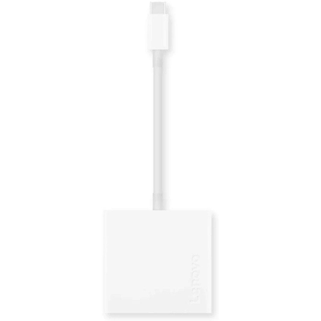Lenovo USB-C 3-in-1 Hub 4K HDMI ، VGA ، USB 3.0 Plug and Play ، White