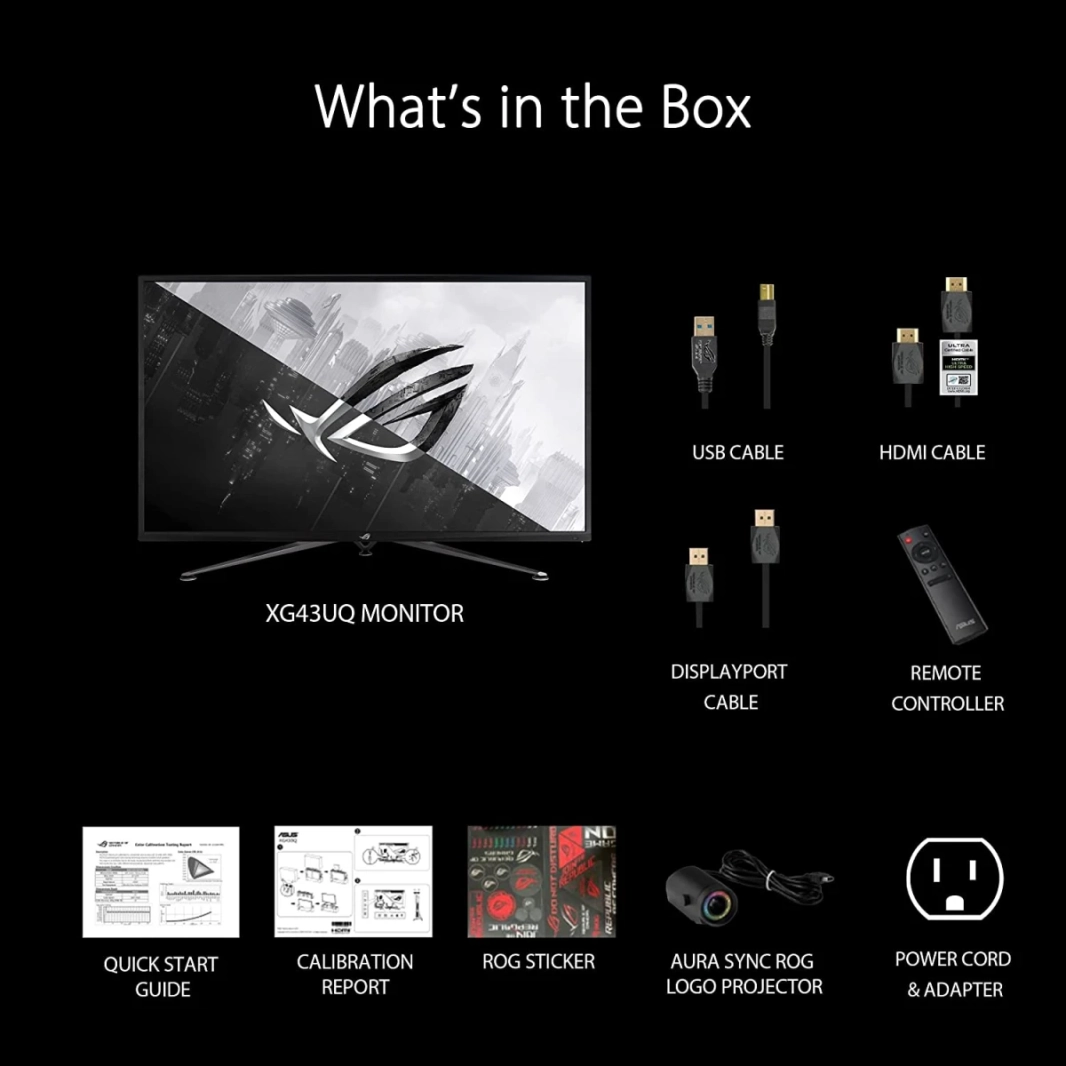 ASUS ROG Strix XG43UQ 43 "4K HDR DSC 144HZ 1MS HDR 1000 DCI-P3 90 ٪ HDMI 2.1 Extreme Low Motion Blur Sync & Freesync ™ Premium Pro