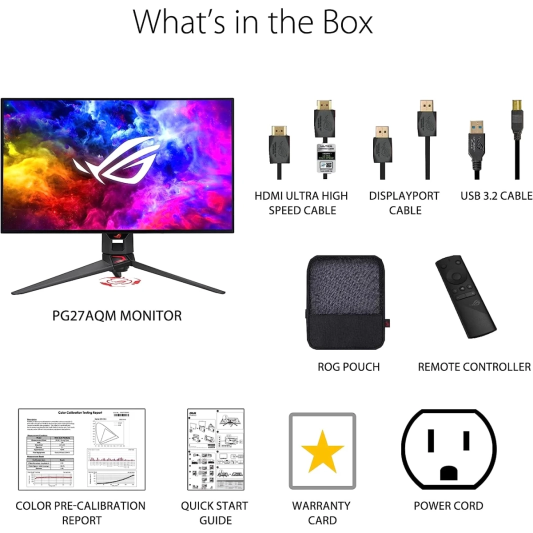 ASUS ROG Swift PG27AQDM 27” OLED DSC 2K 240Hz 0.03ms G-SYNC Compatible Anti-Glare Micro-Texture Coating 99% DCI-P3 True 10-bit