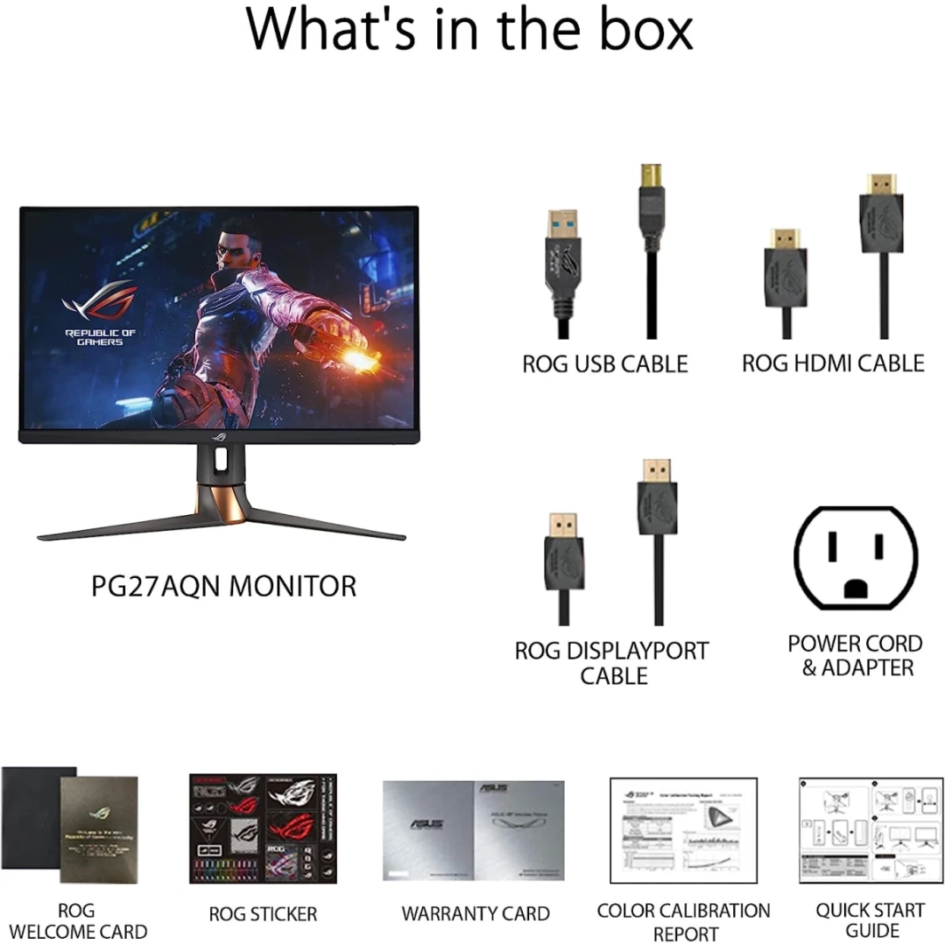 ASUS ROG Swift PG27AQN 27" Fast IPS 360Hz HDR600 2K 1ms  G-SYNC Eye Care NVIDIA® Reflex Analyzer VESA Wall Mountable