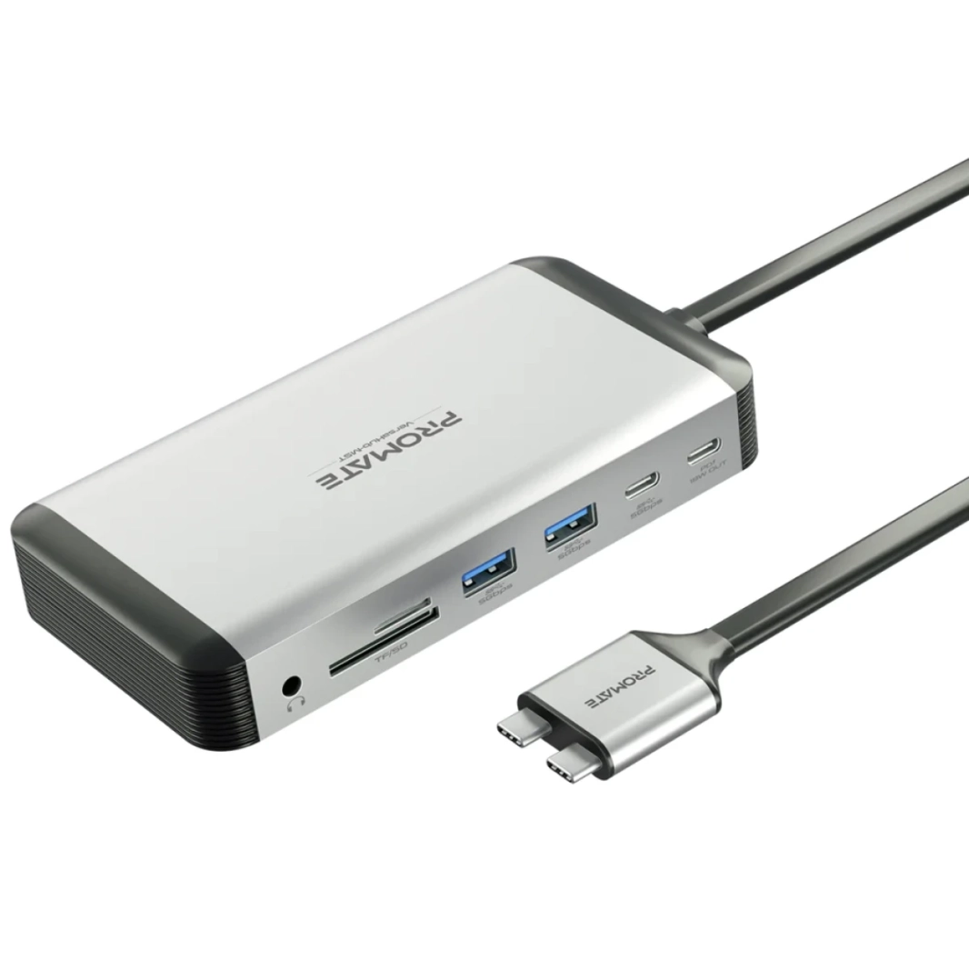 PROMATE VERSAHUB-MST 12-in-1 Macbook Station Extended Multi-Display Dual 4K HDMI Premium 100W Dual Pin Macbook