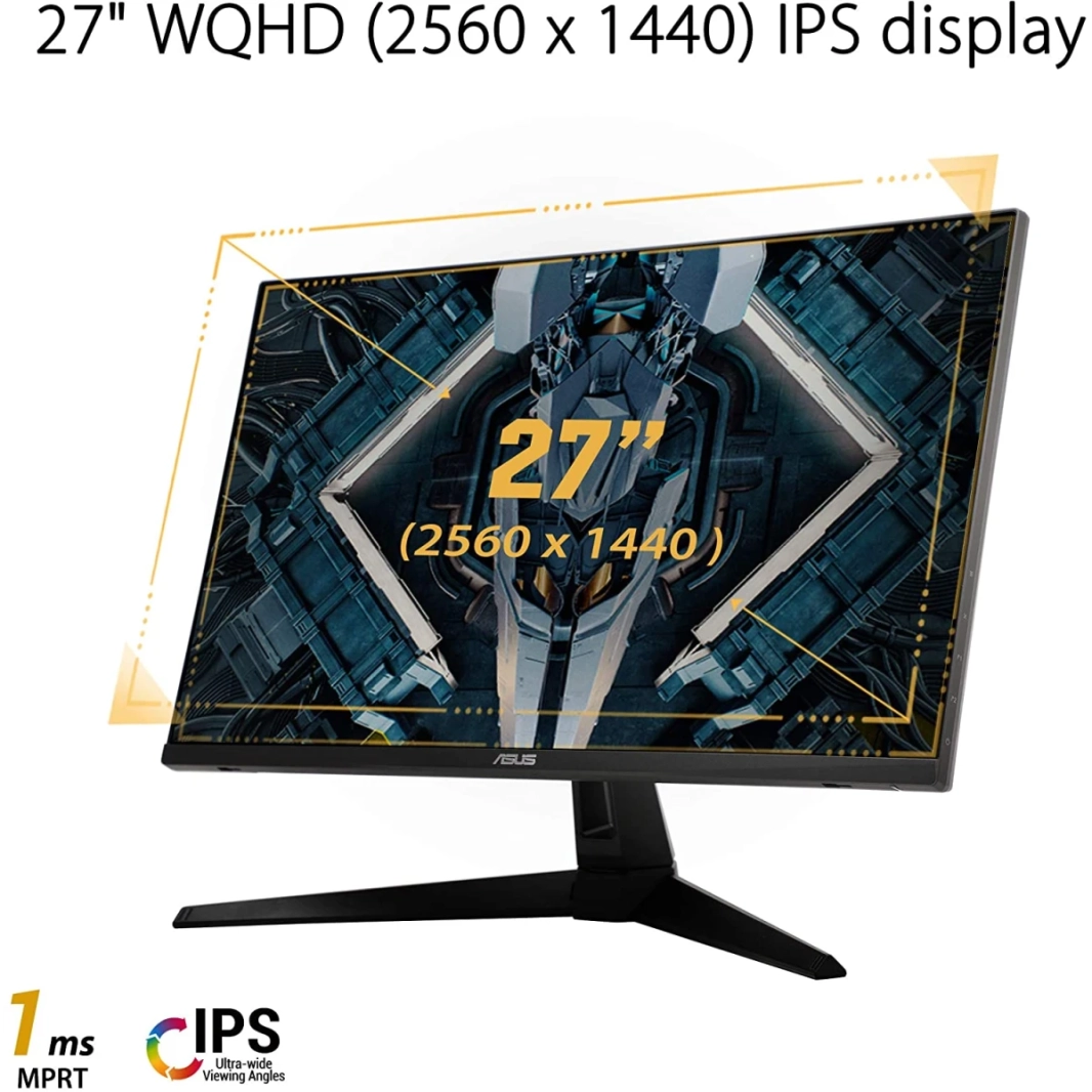 ASUS TUF VG27AQ3A Gaming 27 "FAST IPS 2K HDR QHD 180HZ 1MS HDR10 G-SYNC متغير متغير متغير 130 ٪ SRGB ث/ مكبرات الصوت