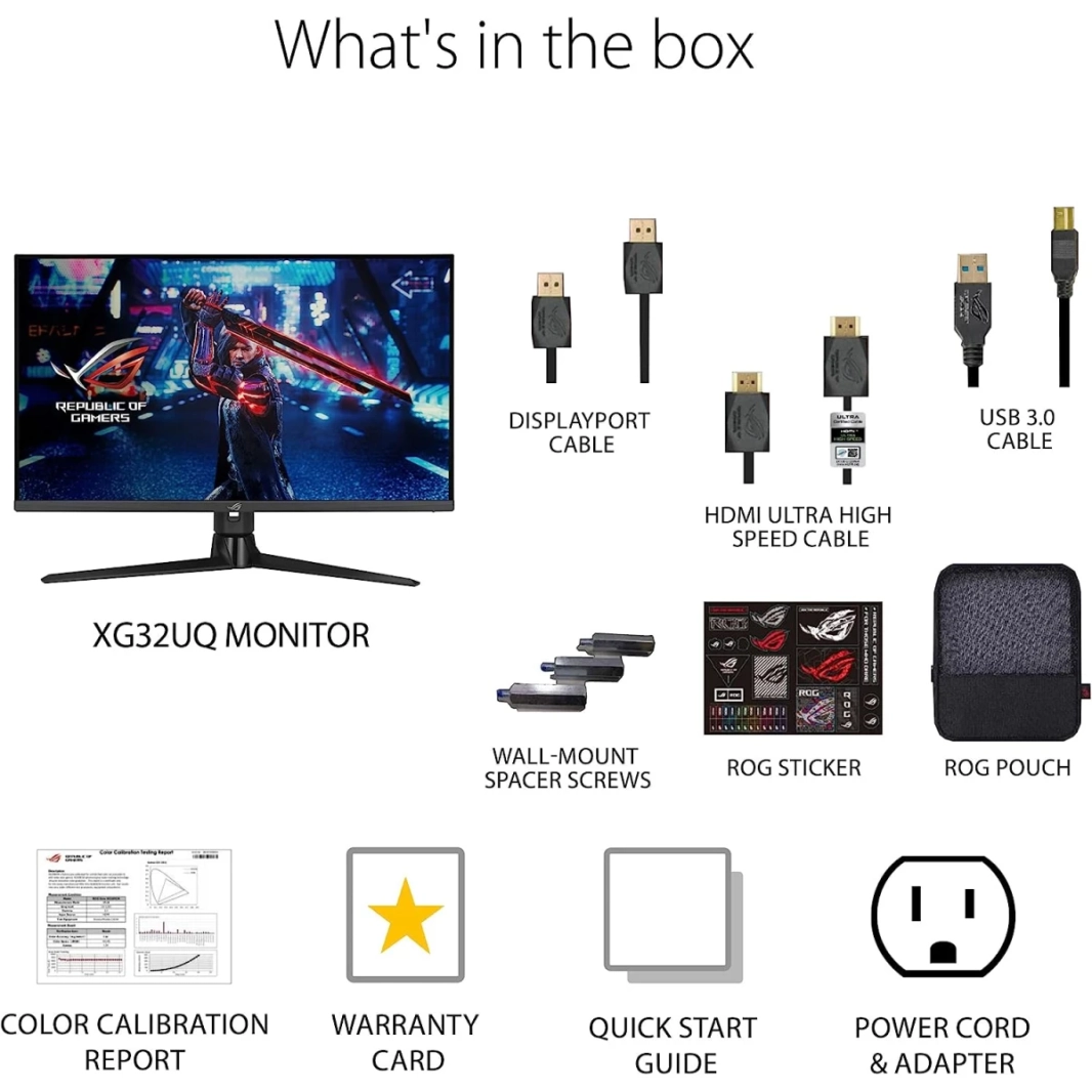 ASUS XG32UQ ROG Strix 32 "4K Fast IPS HDMI 2.1 DSC 160HZ 1MS HDR600 G-SYNC متوافقة