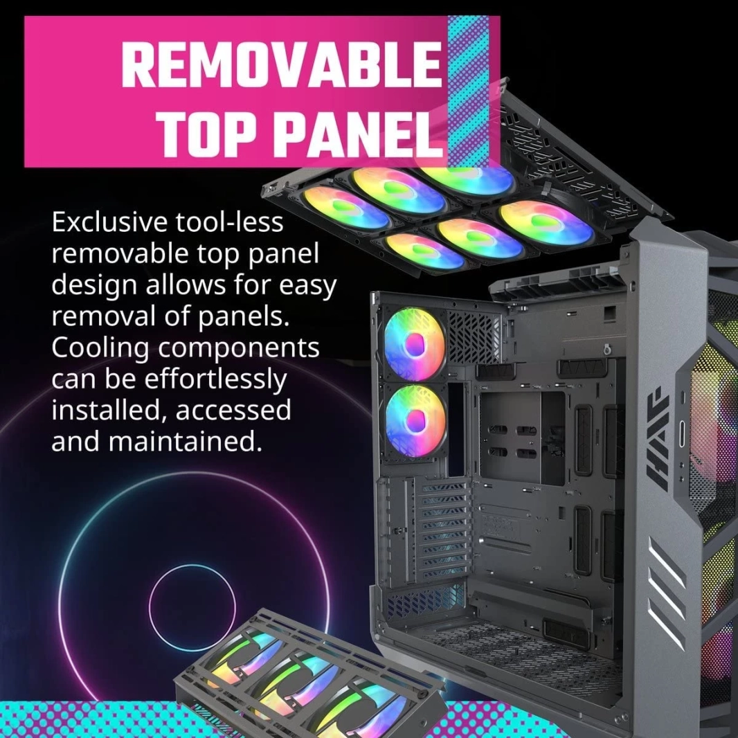 Cooler Master HAF 700 High Airflow Case Mesh Front Panel Dual 200mm Sickleflow ARGB Fans w/ USB Type C