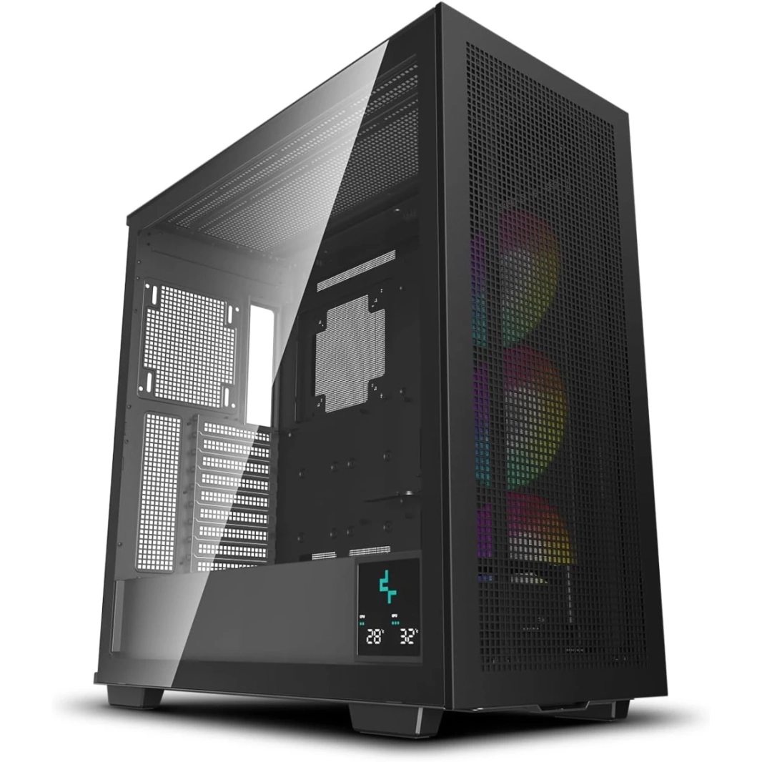 Deepcool Morpheus ATX+ HOBULE AIRWOWKING WIBERS W/ GENT MOUNT & GEN 4 RISER CABLE CABLED 4X TRINITY 140MM ARGB FORS - Black
