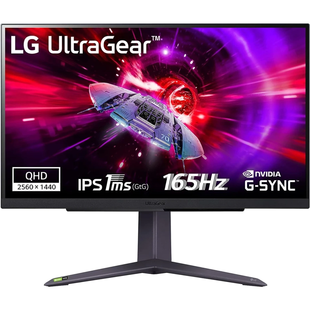 LG 27GR75Q-B ULTRAGEAR ™ 27 "IPS 2K QHD 1MS GTG 165Hz HDR 10 SRGB 99 ٪ NVIDIA G-SYNC قابلة للتعديل