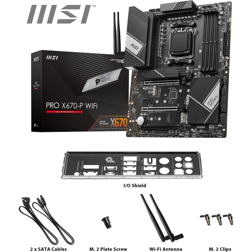 MSI Pro X670-P WiFi AM5 لـ RYZEN 7000 DDR5 USB4® Header ATX Motherboard