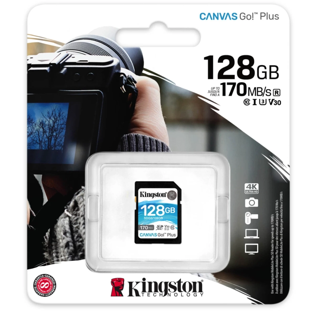 Kingston 128GB SDXC Canvas Go Plus 170 MB /S C10 ، U3 ، V30 CARMY