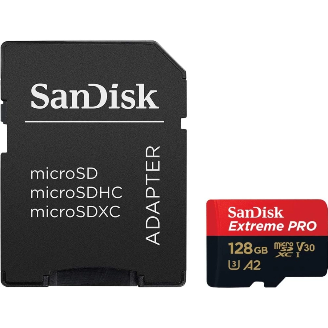 Sandisk Extreme Pro 128GB MicroSDXC UHS-I V30 200MB/S اقرأ 140 ميجابايت/ثانية بطاقة ذاكرة للكتابة على 4K على الهواتف الذكية CAMS & DRANES
