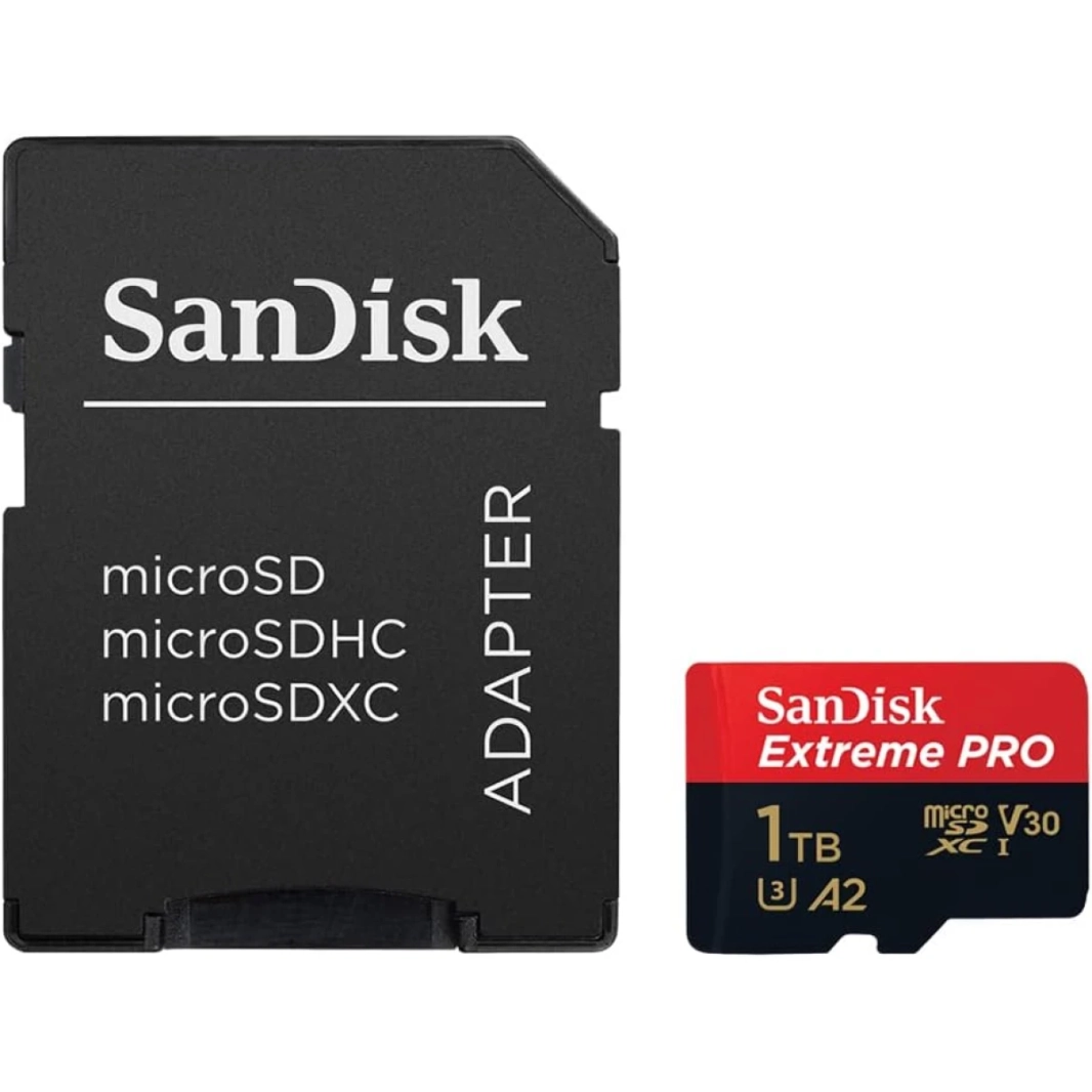 SanDisk Extreme Pro 1TB MicroSDXC UHS-I V30 200MB/S اقرأ 140 ميجابايت/ثانية بطاقة ذاكرة للكتابة على 4K فيديو على الهواتف الذكية كاميرات وطائرات بدون طيار