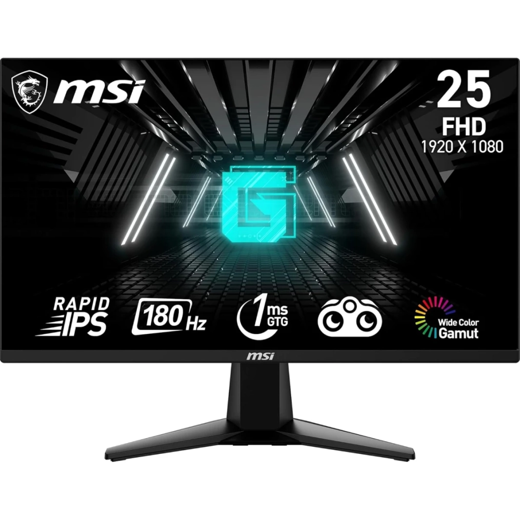 MSI G255F 25 "IPS السريع HD 1MS 180Hz رؤية ليلية الرؤية AMD Freesync ث/ 2x واجهة HDMI و DisplayPort - أسود