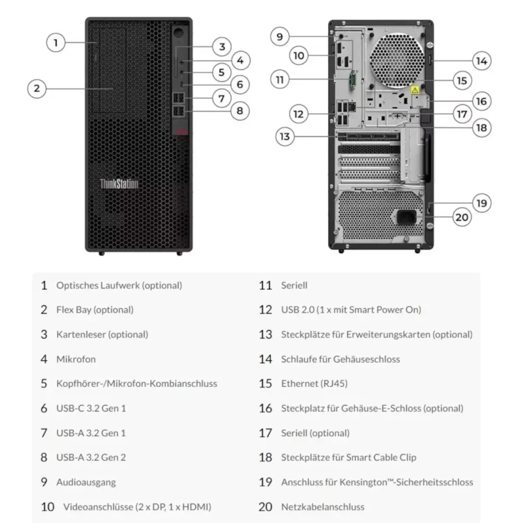 Lenovo ThinkStation P358 Tower 5Gen Amd Ryzen 7 Pro 5845 8 -Cores Power & Nability W/ NVIDIA® RTX 3060 12GB GDDR6 - Black