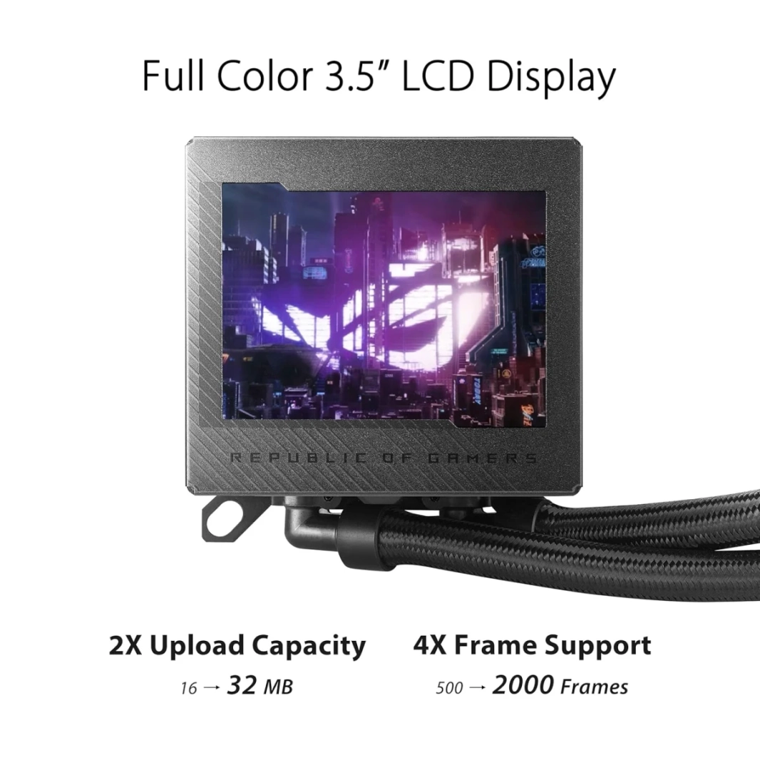 ASUS ROG RYUJIN III 360 ARGB All-in-One CPU CONDAIR 360MM CHALIATIAR W/ 3X MAGNECT 120MM ARGB و 3.5 "شاشة LCD