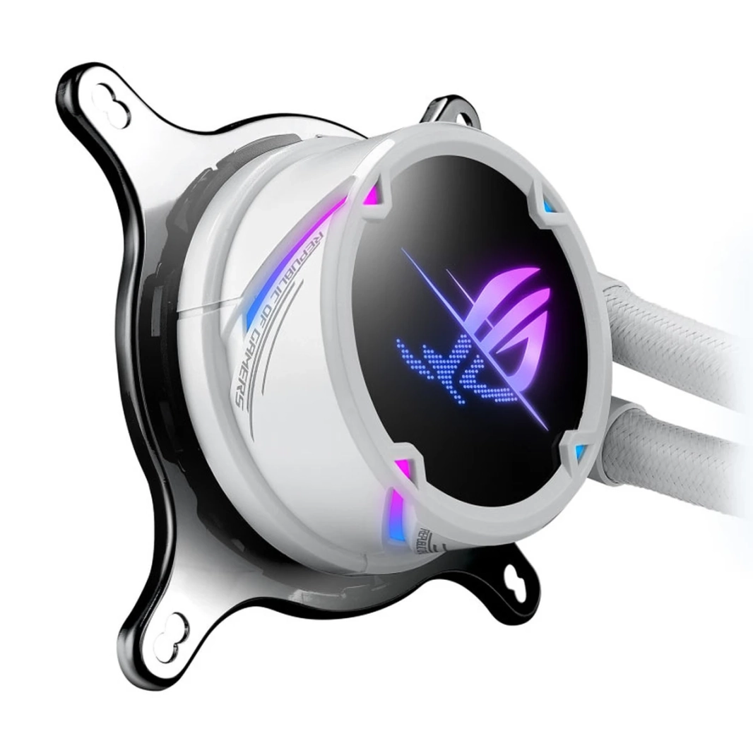 Asus Rog Strix LC II 240 Argb AIO Liquid Cooler 240mm دعم Intel & AMD 2x 120mm 4 -Pin PWM Fansable RGB - White