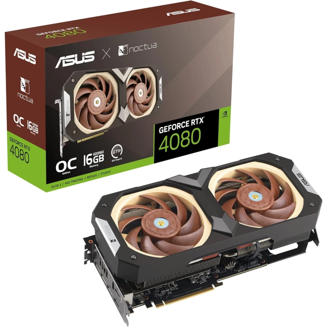 ASUS GEFORCE RTX ™ 4080 Super 16GB GDDR6X NOCTUA OC EDITION PCIE 4.0 16GB GDDR6X DLSS 3 محسّن GPU Ramber Tweak III