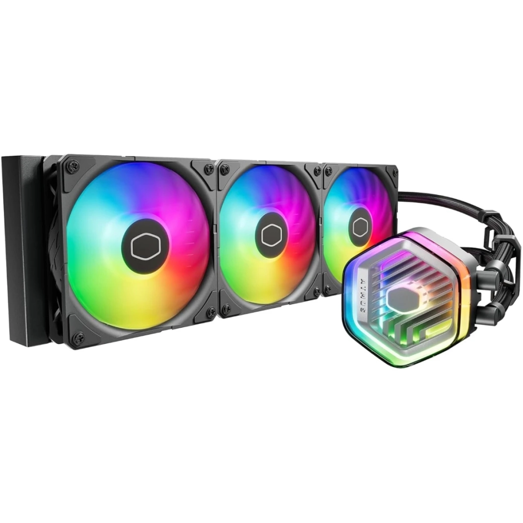 Cooler Master Masterliquid 360 Atmos Argb Aio Liquid Cooler تخصيص المضخة المنجلية Edge PWM Fans 360mm Cryofuze لـ AMD & Intel