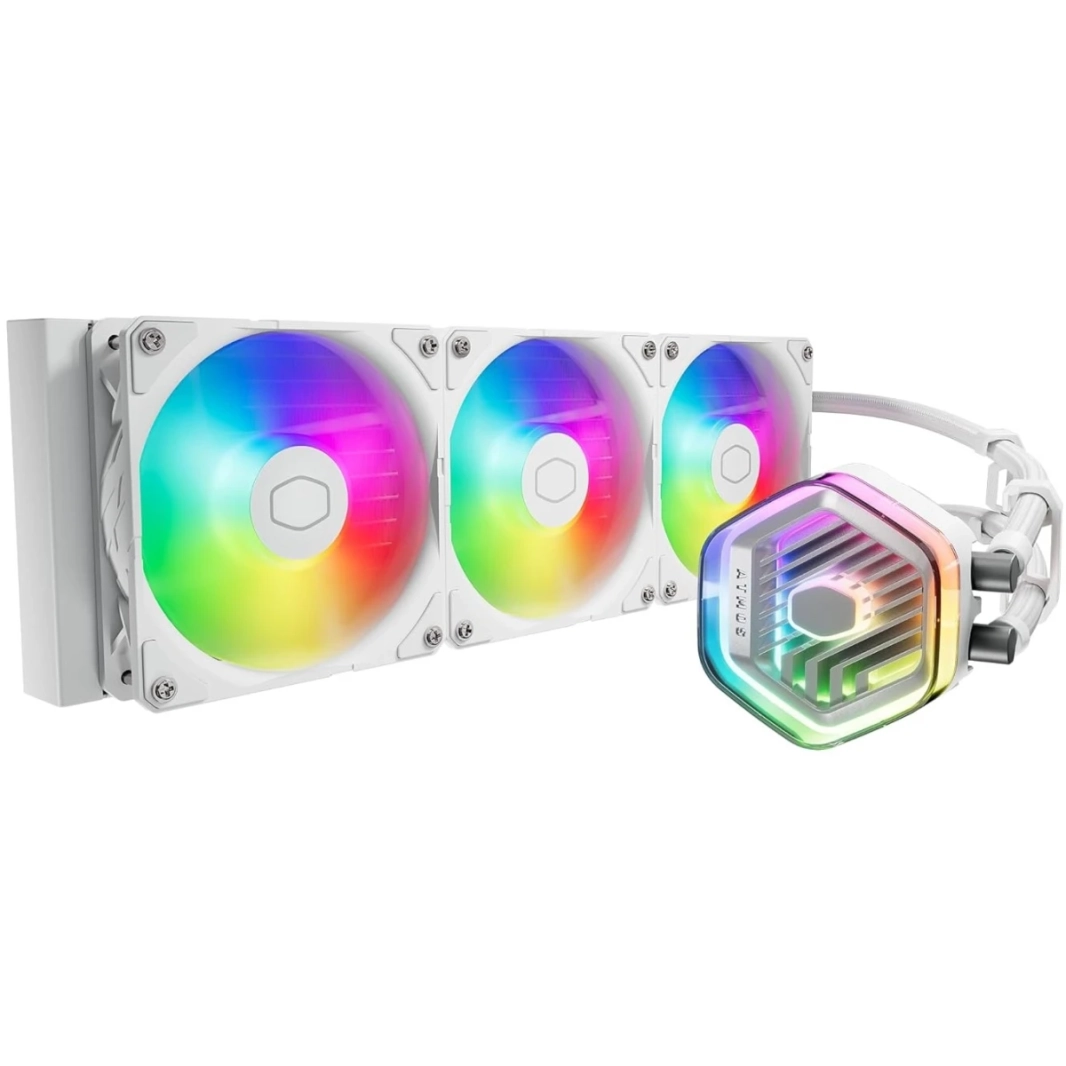 Cooler Master MasterLiquid 360 Atmos ARGB AIO Liquid Cooler Customize Pump SickleFlow Edge PWM Fans 360mm Radiator CryoFuze For AMD & Intel - White