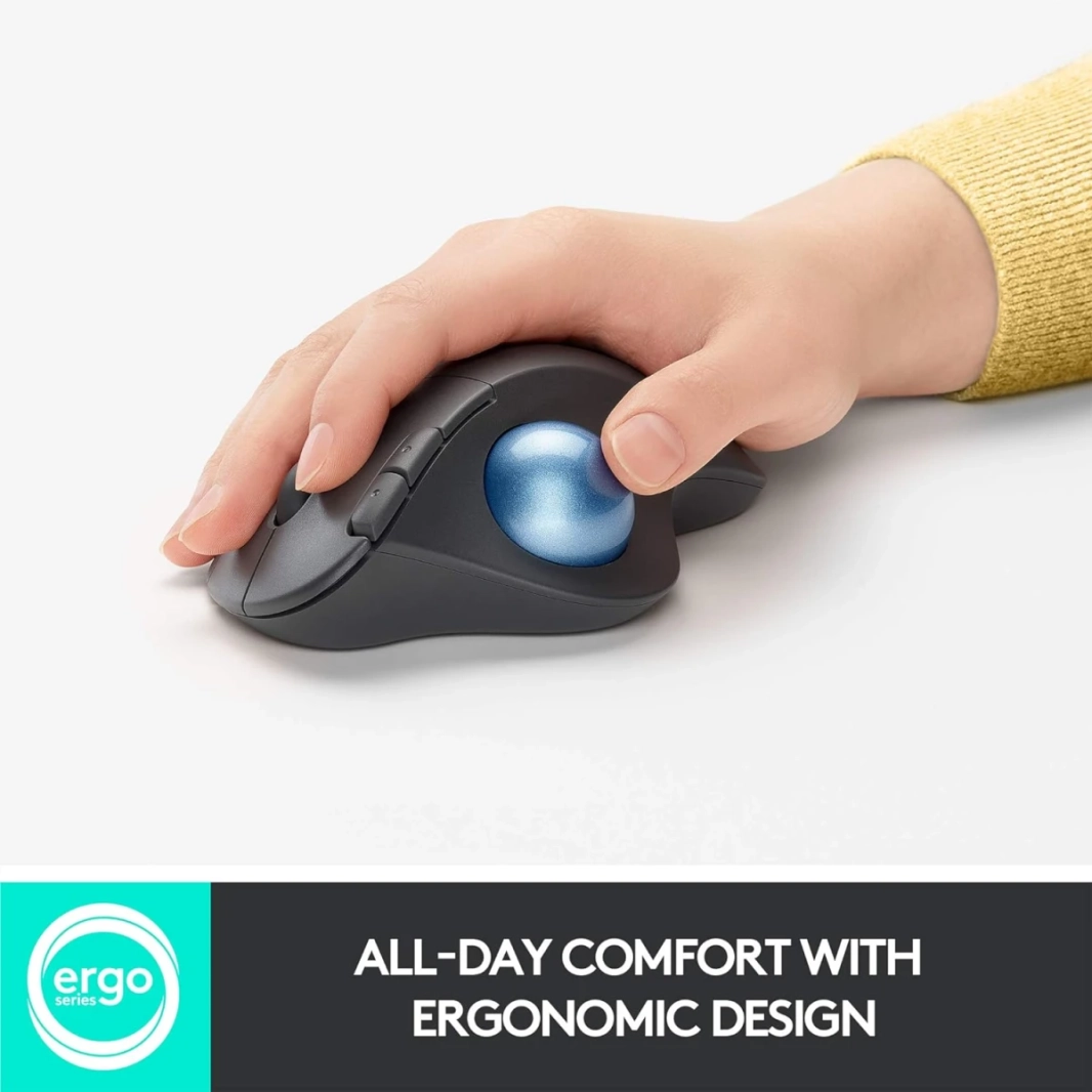 Logitech Ergo M575 اللاسلكية الماوس الماوس السهل التحكم في الإبهام وتتبع سلس التصميم المريح Windows & Mac - Graphite
