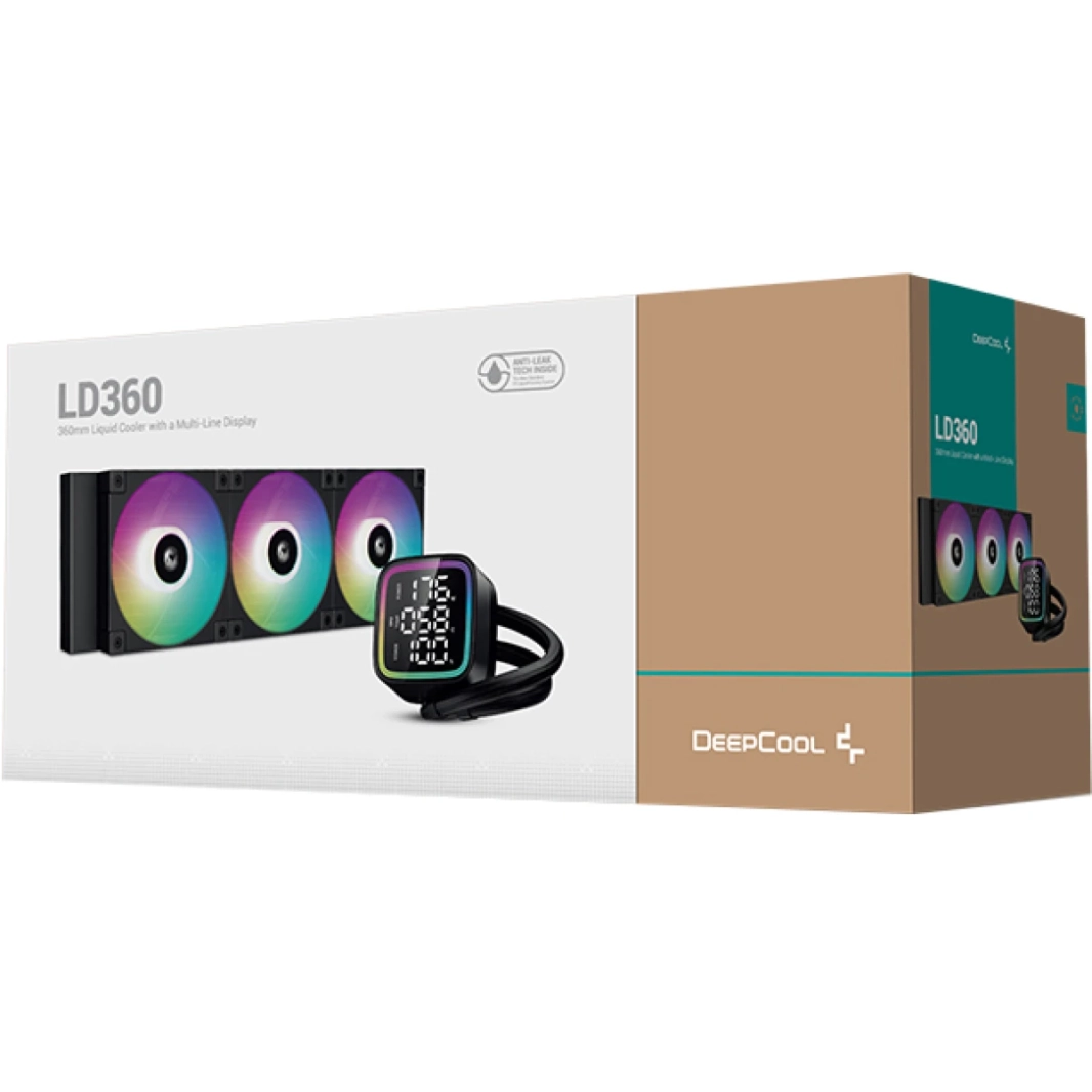 DeepCool LD360 سائل مبرد 360 مم 5 GEN PUMP 3400 دورة في الدقيقة AIO في الوقت الحقيقي شاشة CPU شاشة مضادة للتسرب ARGB ومرآة تأثير هالة التدرج المزدوج