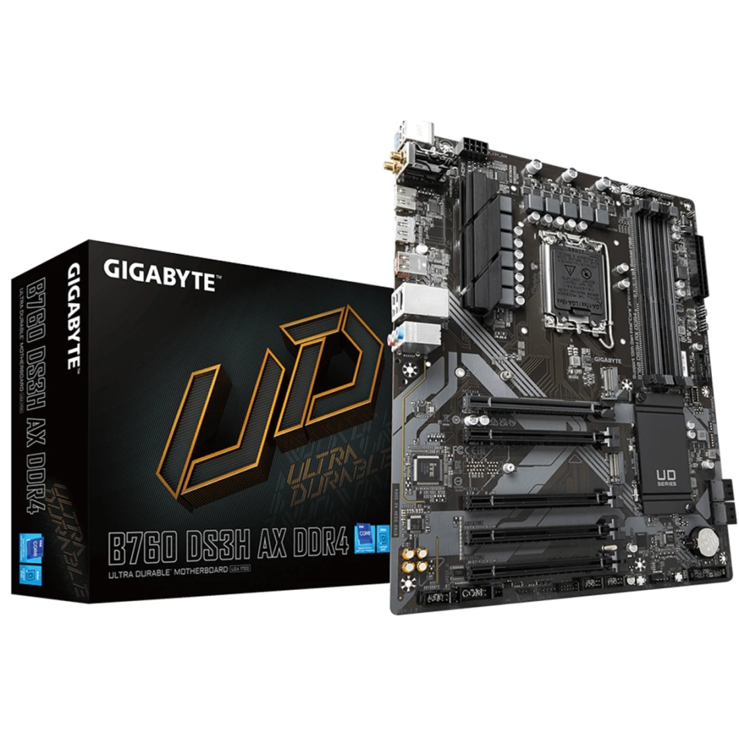 GIGABYTE B760 DS3H AX WiFi 6E Intel B760 ATX DDR4 2x M.2 PCIe 4.0 USB 3.2 Gen 2 Type-C 2.5GbE LAN Motherboard