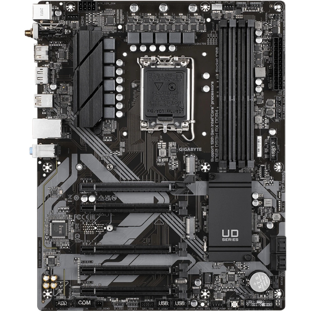 GIGABYTE B760 DS3H AX WiFi 6E Intel B760 ATX DDR4 2x M.2 PCIe 4.0 USB 3.2 Gen 2 Type-C 2.5GbE LAN Motherboard