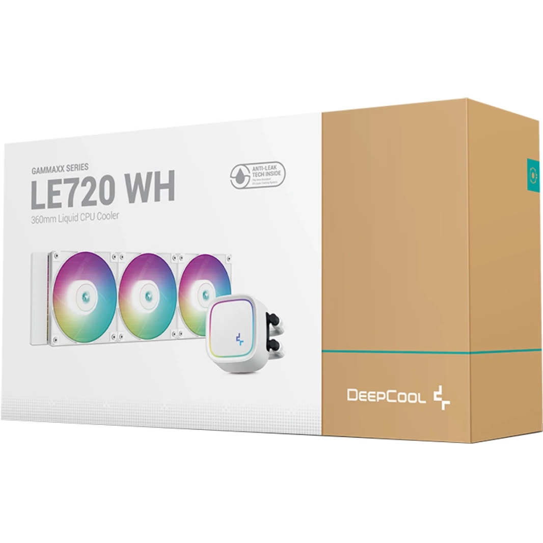DeepCool LE720 Liquid Cooler 250W TDP AIO 360mm ARGB PWM Fan Copper Heatsink Aluminium Radiator Anti-Leak Tech CPU Water Cooler Intel & AMD - White