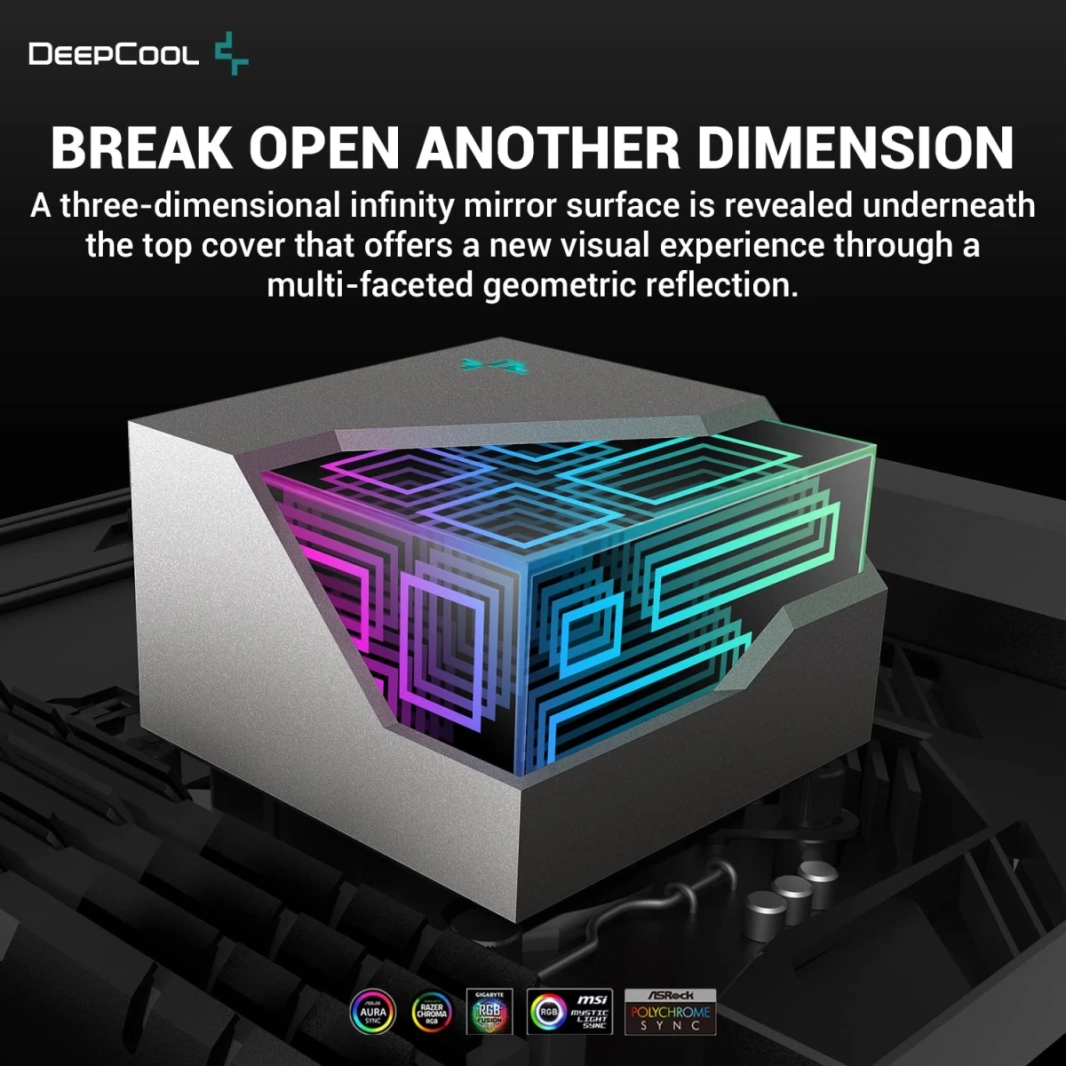 Deepcool Liquid Cooler LT520 4th Gen Dual-Chamber Pump 3100rpm Multidimensional Linfinity Mirror Block 280W TDP AIO Cooler