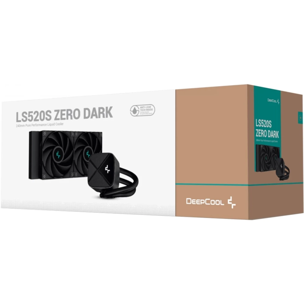DeepCool LS520S ZERO DARK Liquid Cooler 240mm 3100RPM 280W TDP AIO Cooler Anti-Leak Tech CPU Water Cooler Textured Block For AMD & Intel -  Black