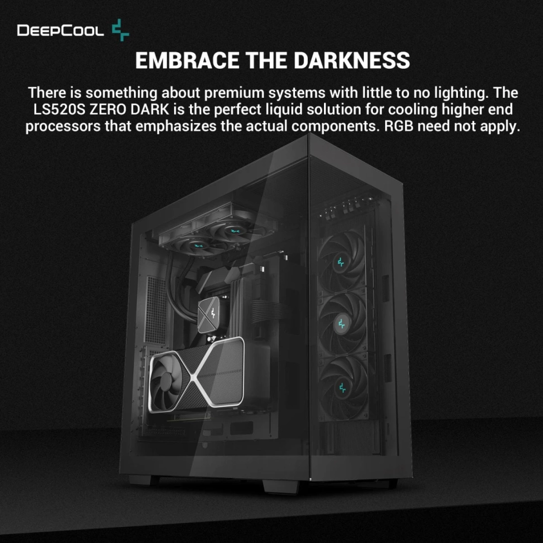 DeepCool LS520S الصفر المبرد السائل الظلام 240 مم 3100 دورة في الدقيقة 280W TDP AIO COOLER مضادة للتسرب كوكب المياه المبرد من أجل AMD & Intel - أسود