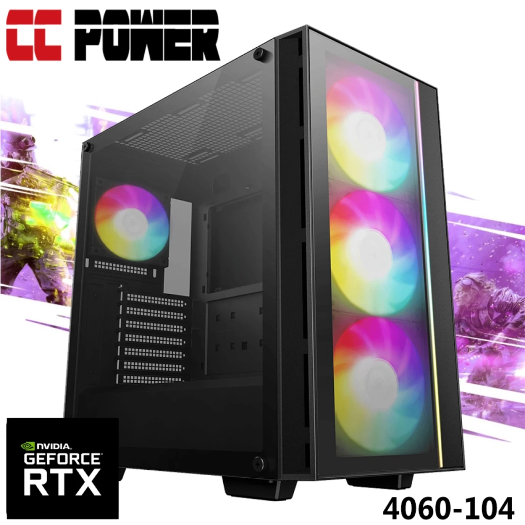 CC Power 4060-104 Gaming PC NEW 12Gen Intel Core i7 12-Cores w/ RTX 4060 8GB DDR6 & Advanced Air Cooler