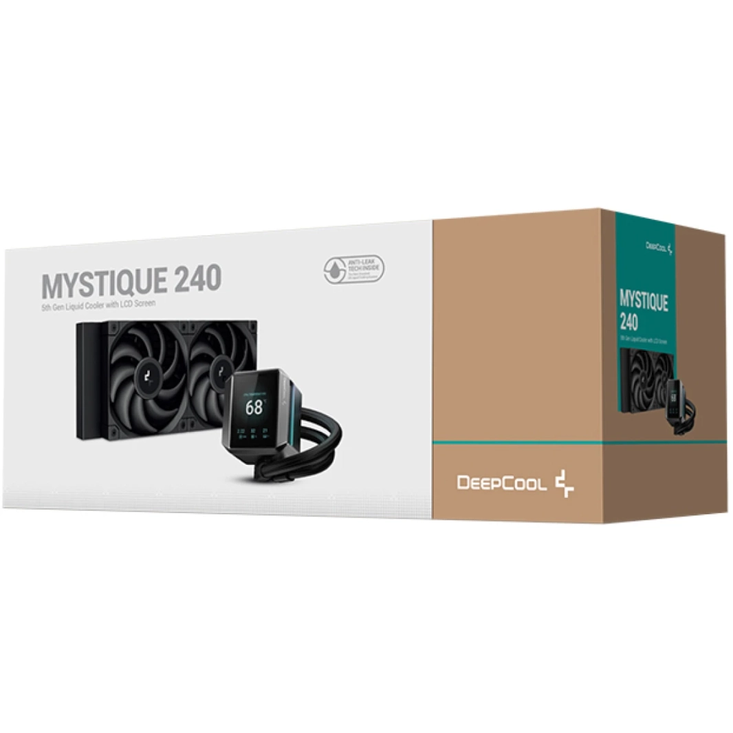 Mystique Deepcool Mystique 240 LCD Liquid Cooler 360mm 5th Gen Pump 3400RPM 2.8 "640x480 TFT LCD Screen 2150 RPM سرعة المروحة 72.45 CFM مروحة تدفق الهواء