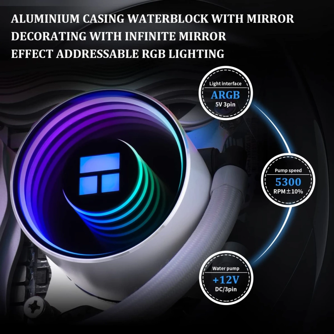 Thermalright Frozen Notte 240 Argb Water Cooler 2x PWM Fans S -FDB V2 محامل لـ AMD/Intel - أبيض