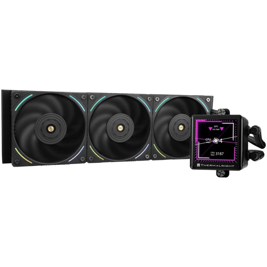 Thermalright Frozen Vision 360 Cowner Sileer مع عرض 3x 12 سم PWM 2.88 "صورة مربعة IPS شاشة LCD لـ AMD/Intel - أسود