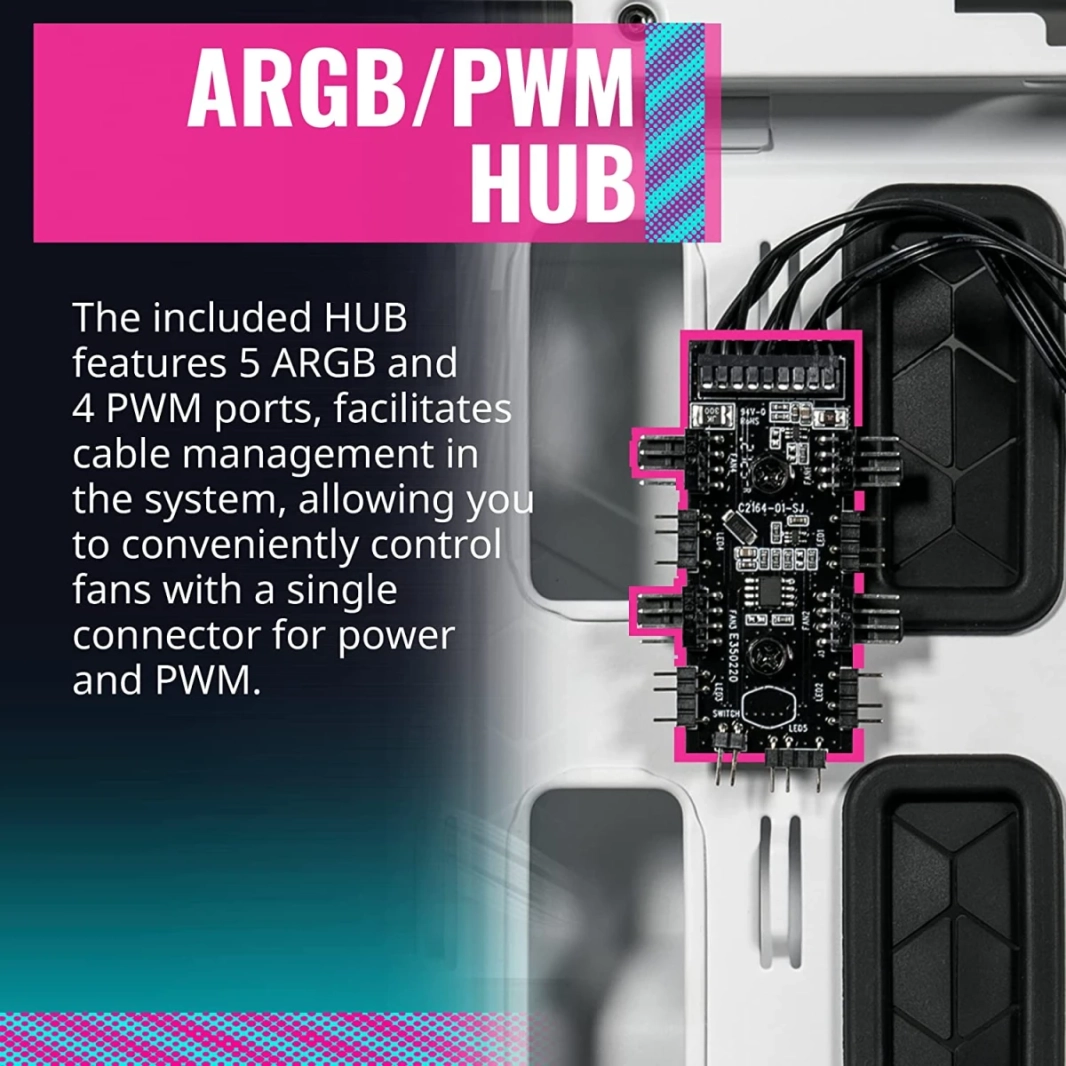 Cooler Master Haf 500 White Edition High Airflow Mesh Argb Lighting Fans USB 3.2 Gen 2 Type C