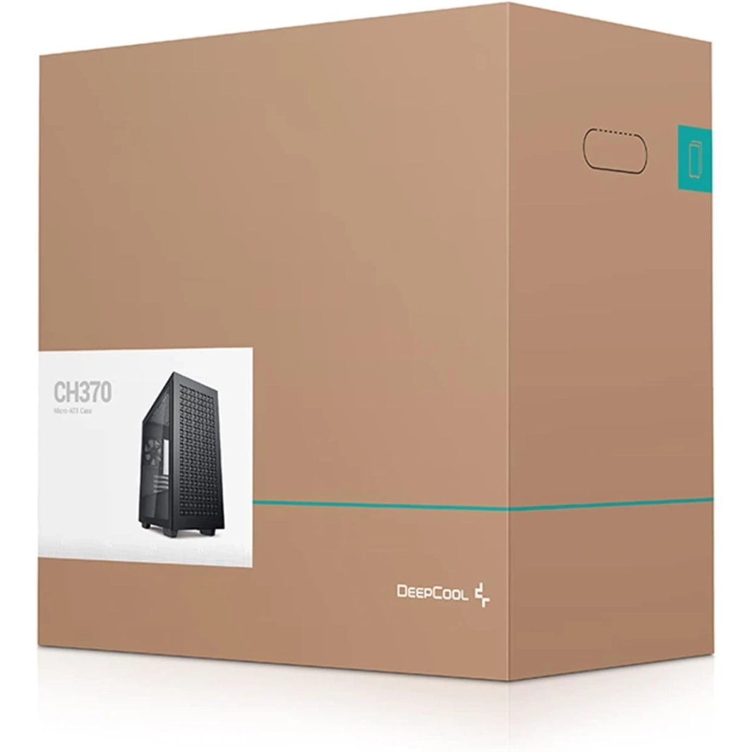 DeepCool CH370 Micro ATX Gaming Computer Case 120mm مروحة خلفية للتصميم Airflow Design Stand Prinive -In Stong - Black