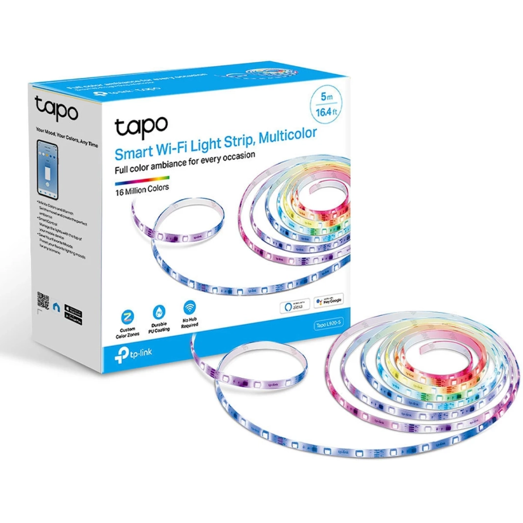 TP-Link Tapo L920-5 Smart Wi-Fi Light Strip Multicolor (5 Meter) التحكم في الصوت التثبيت المرن