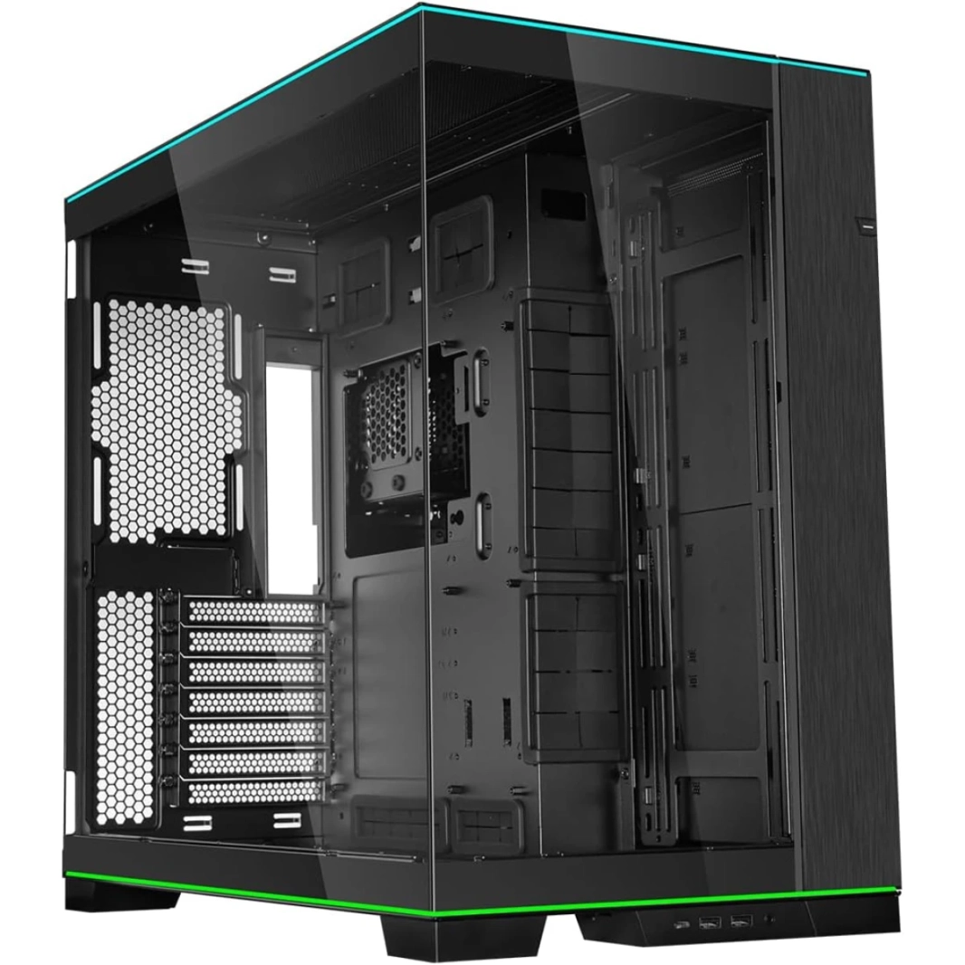 Lian Li O11D EVO RGB Front & Side Tempered Glass Dual Chamber Case ARGB Lighting Strips Up to 420mm radiator Reversible Chassis - Black