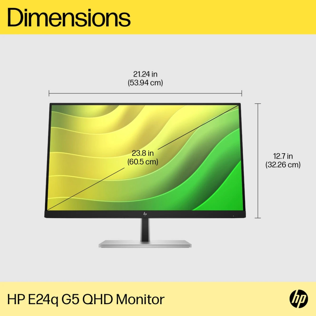 HP E24Q G5 24 "IPS 2K Professional 4-Way قابل للتعديل 99 ٪ SRGB 300NITS HP EYE EAGE W/ DISTRAL
